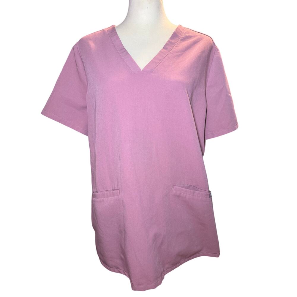 FIGS Women's Technical Collection Casma Three Pocket Scrub Top, Mauve, Large